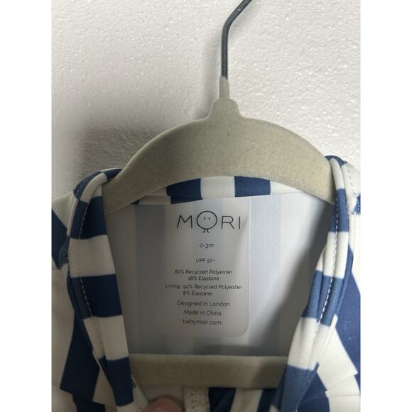 Baby Mori Navy Stripe One-Piece Rashguard Beach Summer Size 0-3 Months - Picture 2 of 4